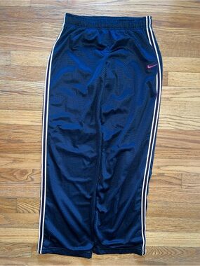 Nike Kids Navy Track Pants with Pink Stripe